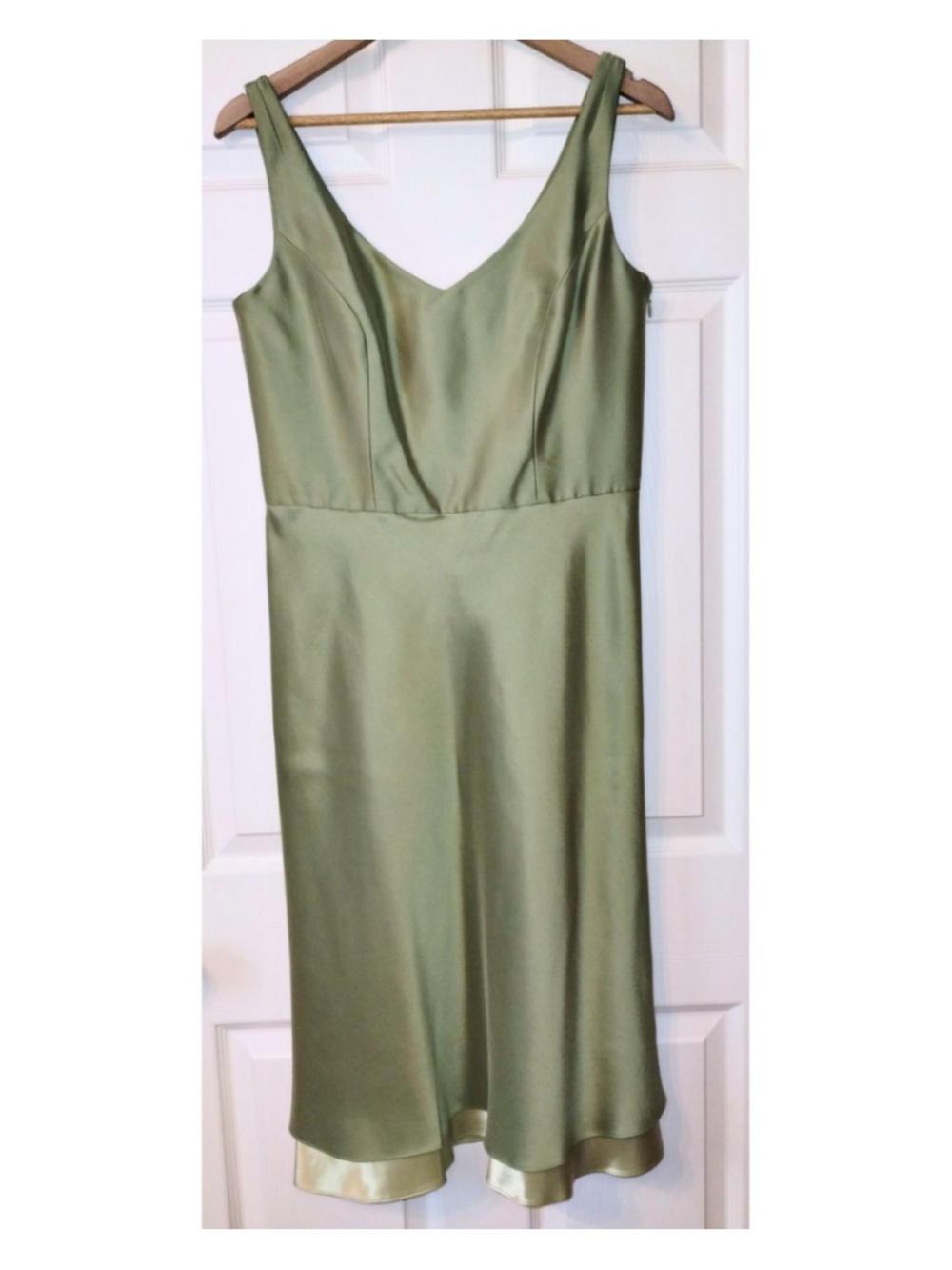 Women's Ann Taylor Green V-Neck Sleeveless Silk Dress (Size 8) NWT